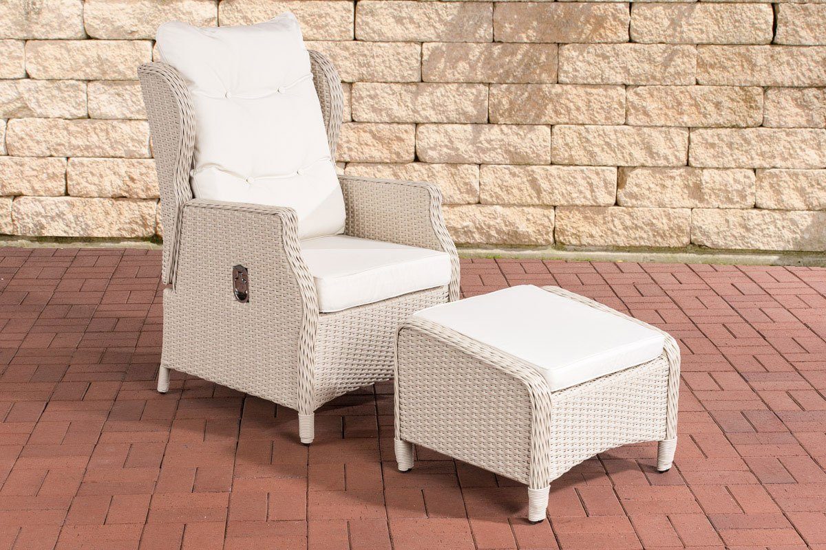 CLP Gartensessel Breno, Polyrattan, verstellbar, Fußhocker, Outdoor