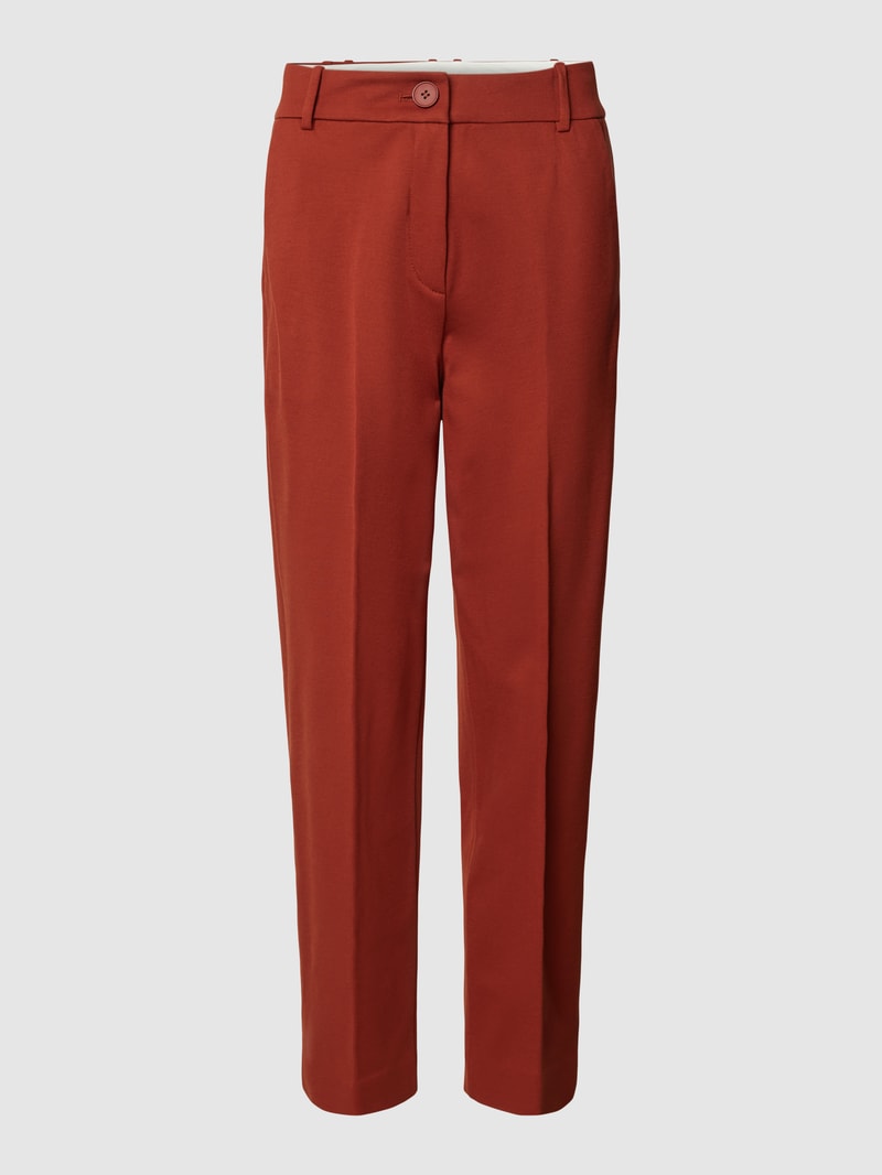 Stoffhose in unifarbenem Design mit Bügelfalten in rostrot