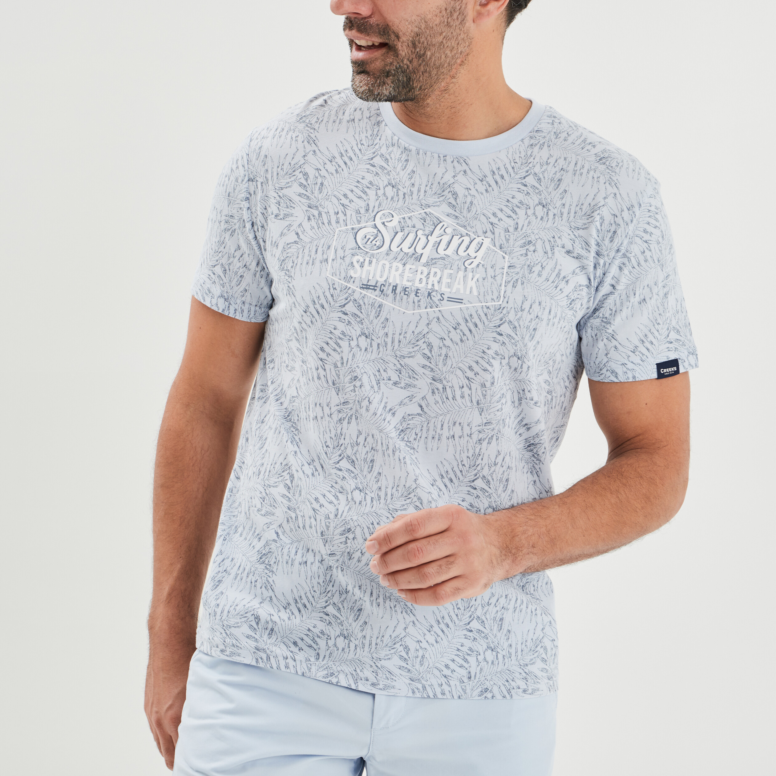 T-shirt manches courtes Creeks bleu clair homme | La Halle