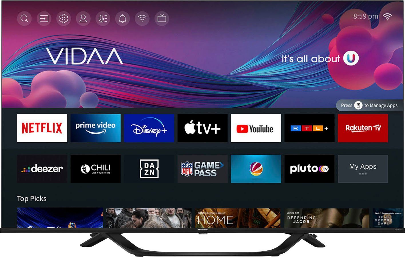 Hisense 43A66H LED-Fernseher (108 cm/43 Zoll, 4K Ultra HD, Smart-TV)