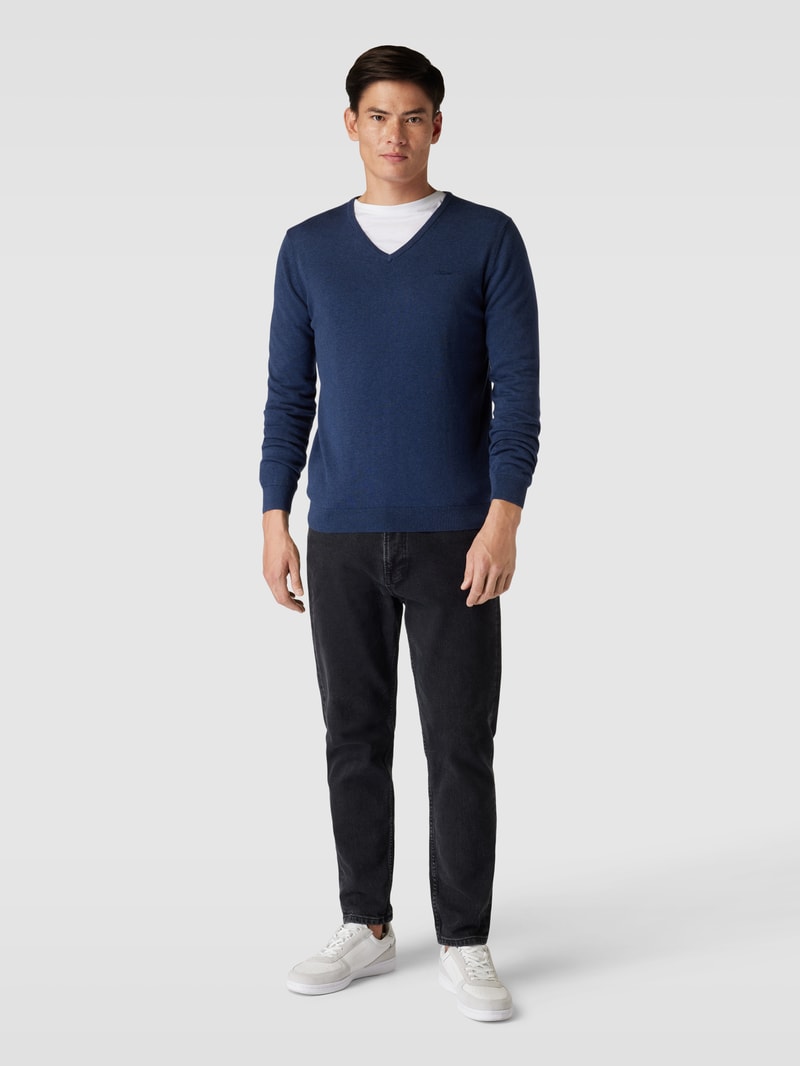 Strickpullover mit V-Ausschnitt Modell 'SEASONAL' in royalblau