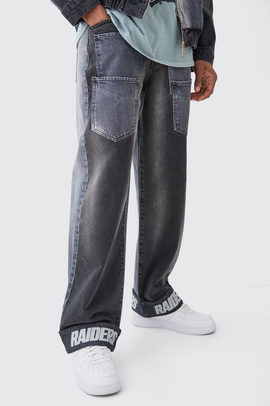 Lockere gespleißte Nfl Raiders Jeans mit Taschen