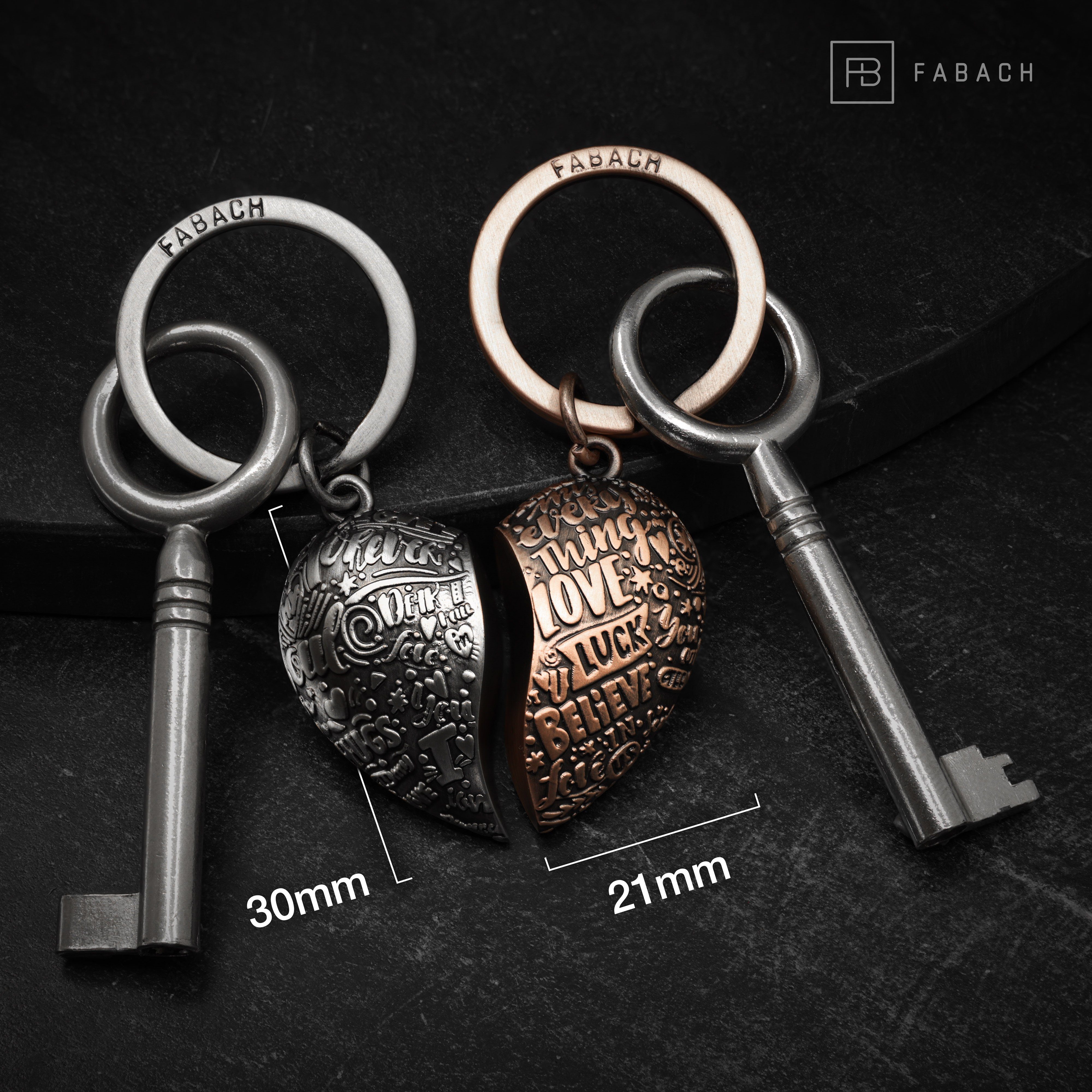 FABACH Schlüsselanhänger Herz-Puzzle - Partner Anhänger - Liebe Geschenk