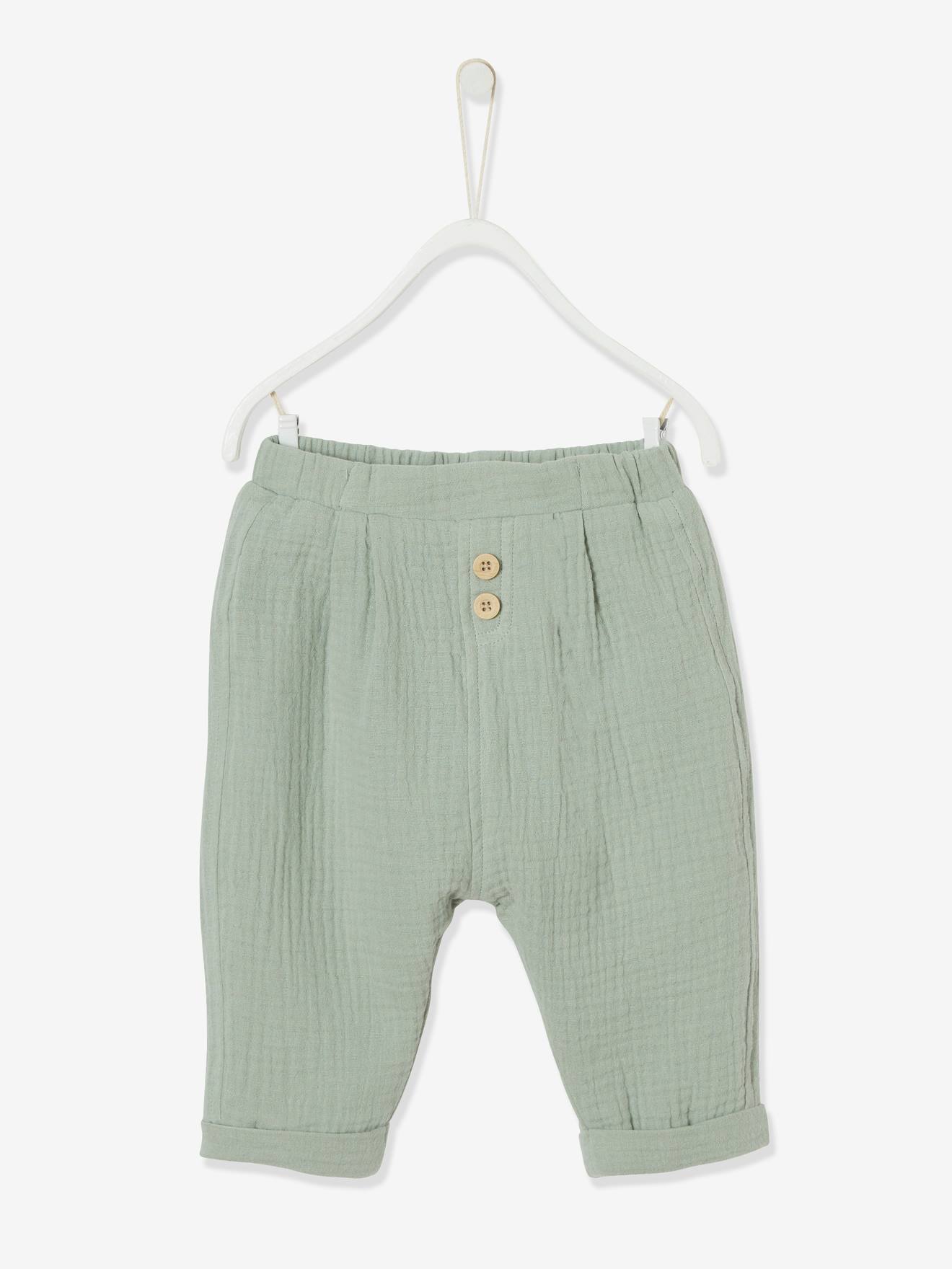Pantalon coupe sarouel en gaze de coton bleu