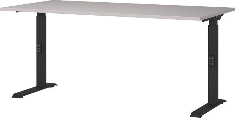 GERMANIA Sitz-Stehschreibtisch Metall, Spanplatte Kaschmir Schwarz C-Fuß 1.600 x 800 x 910 mm