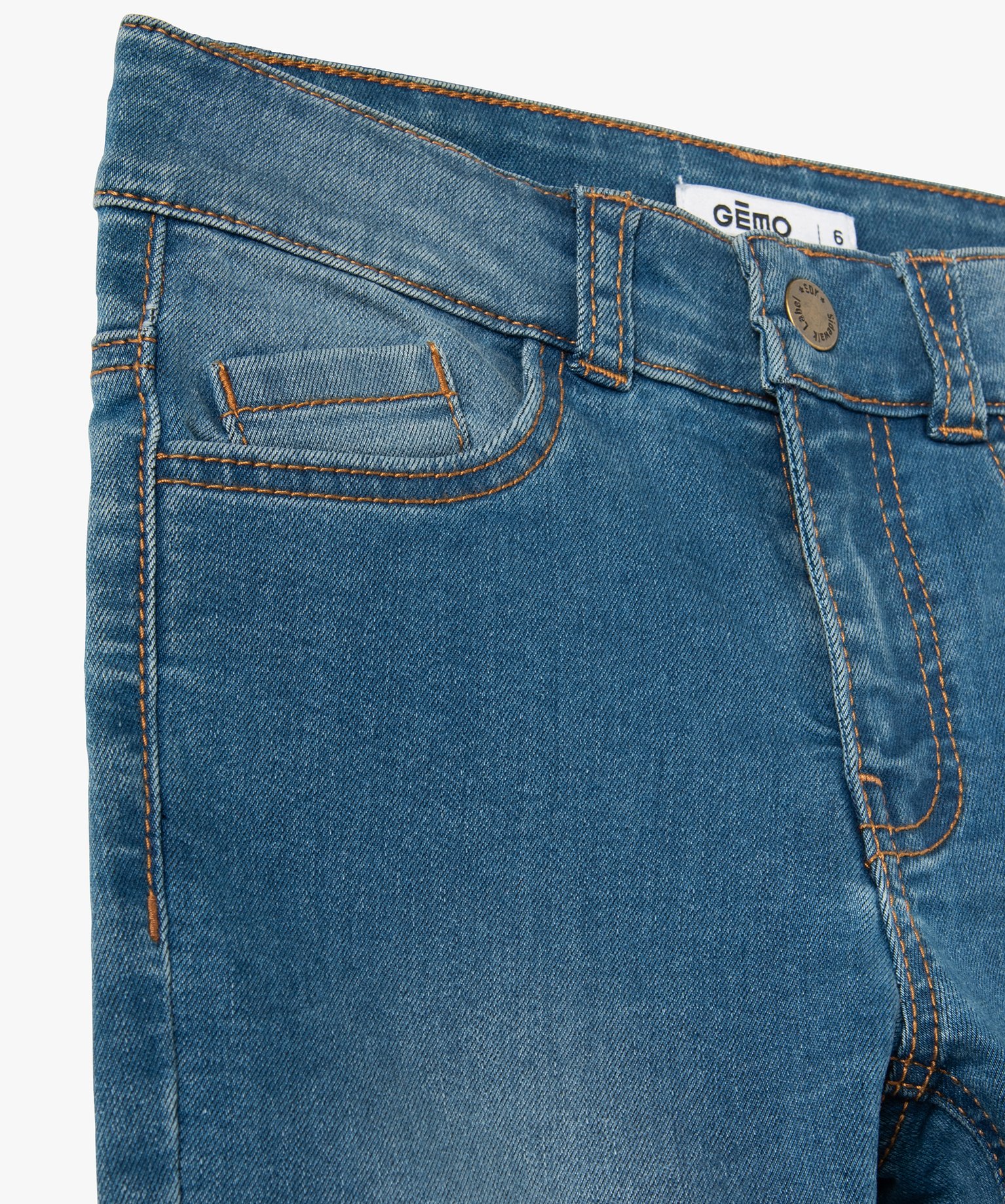 Jean Garçon coupe Slim légèrement délavé stone | GEMO