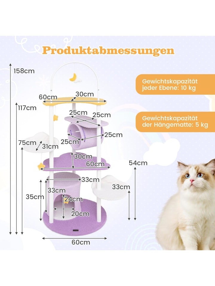 COSTWAY Kratzbaum Wolkenförmig in Lila günstig kaufen onesize