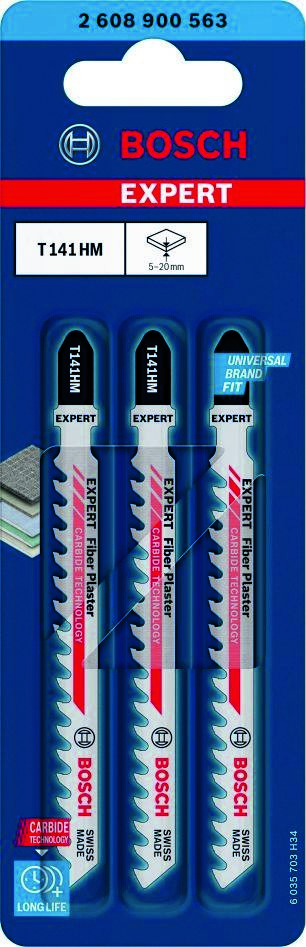 Bosch Blue Zubehör 2608900563 Expert „Faserputz“ T 141 HM Stichsägeblatt 3-teilig