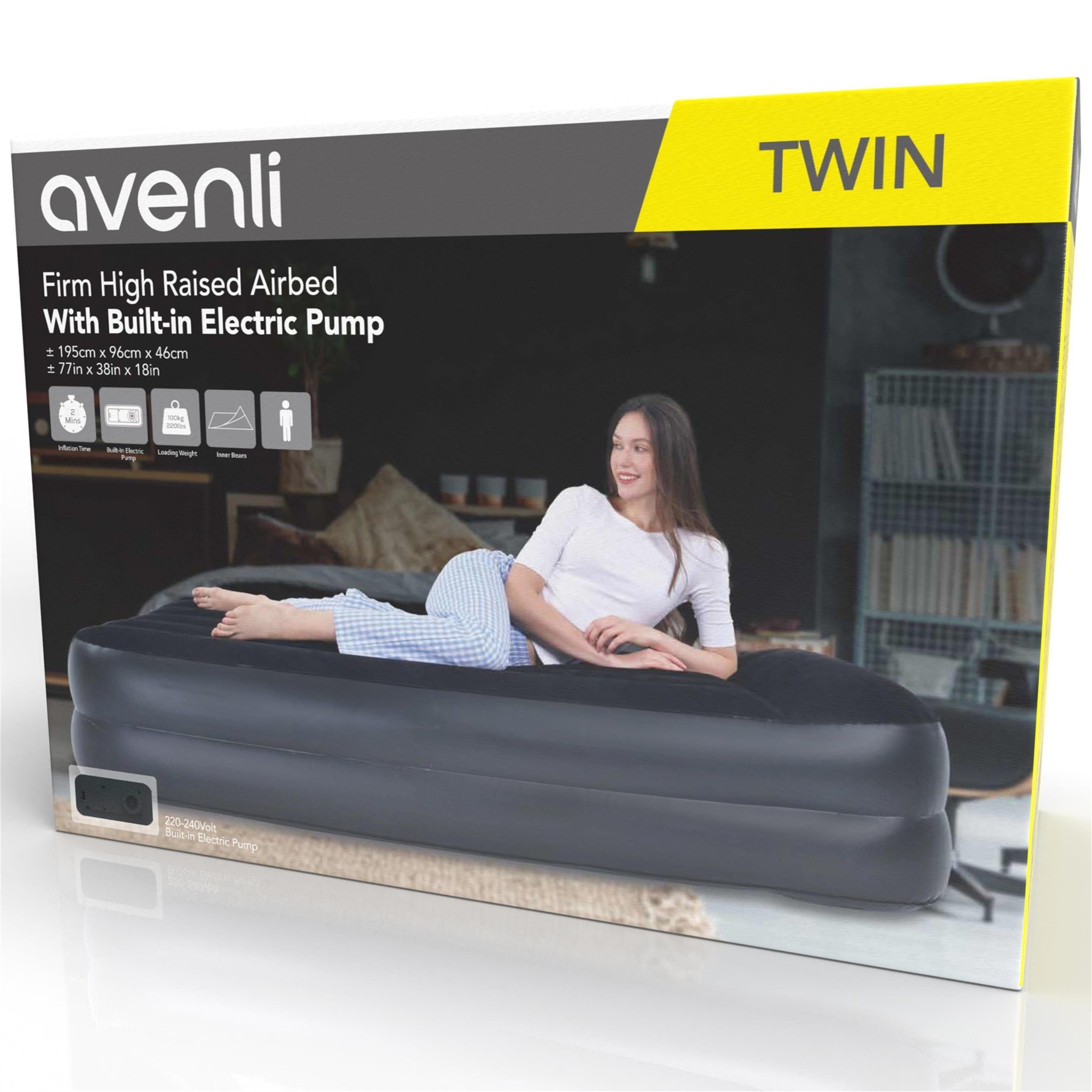 Avenli Luftbett Luftbett mit integrierter Elektropumpe 195 x 96 x 46 cm, (Luftmatratze für 1 Person), mit beflockter Oberfläche