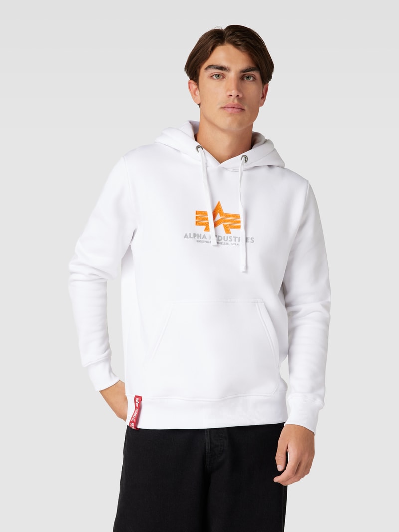 Hoodie mit Label-Print in weiß