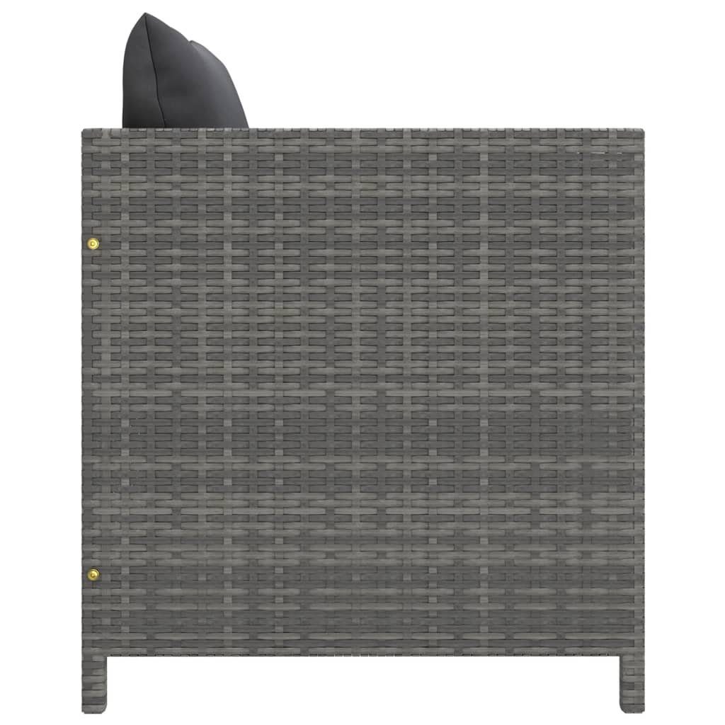 vidaXL Loungesofa Gartensofa mit Kissen Grau Poly Rattan, 1 Teile