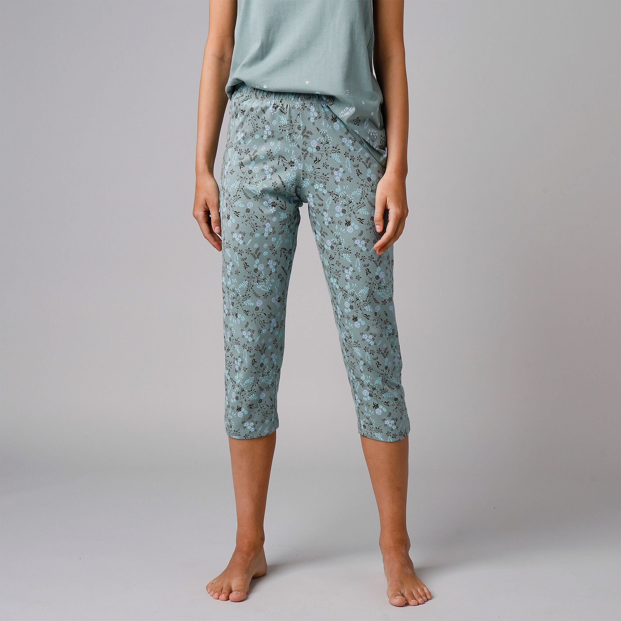 Pantacourt de pyjama imprimé fleurs