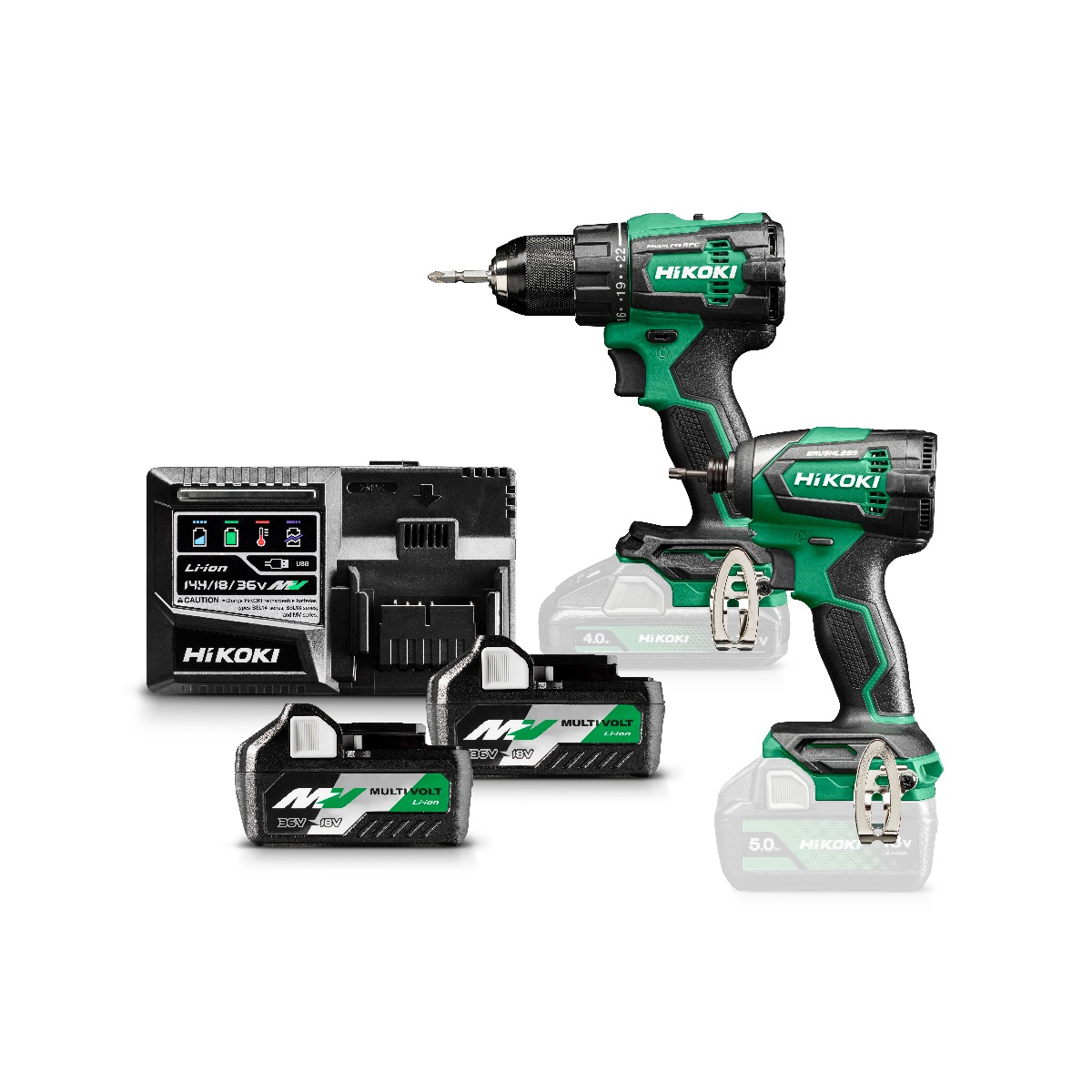 Ensemble HiKOKI KC18DEWAZ - Perceuse sans fil DS18DE + Visseuse sans fil WH18DE 36 V 2,5 Ah Li-Ion en HSC III