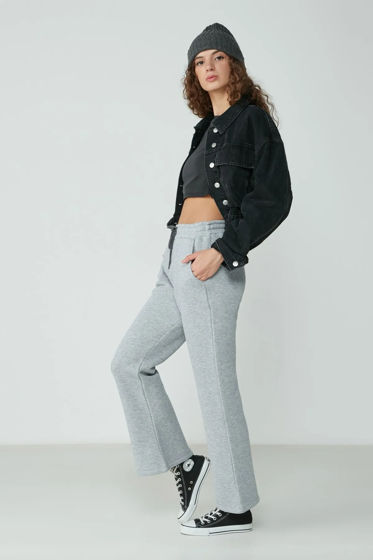 C&City  Espadrille-Jogginghose mit weitem Bein, 904 Grau
