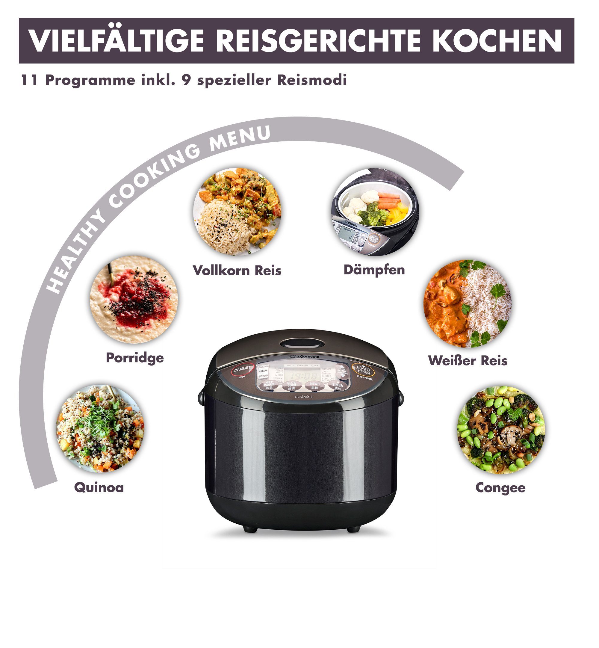 Zojirushi Reiskocher NL-GAQ10, 610,00 W, Dämpffunktion, Fuzzy Logik Technologie