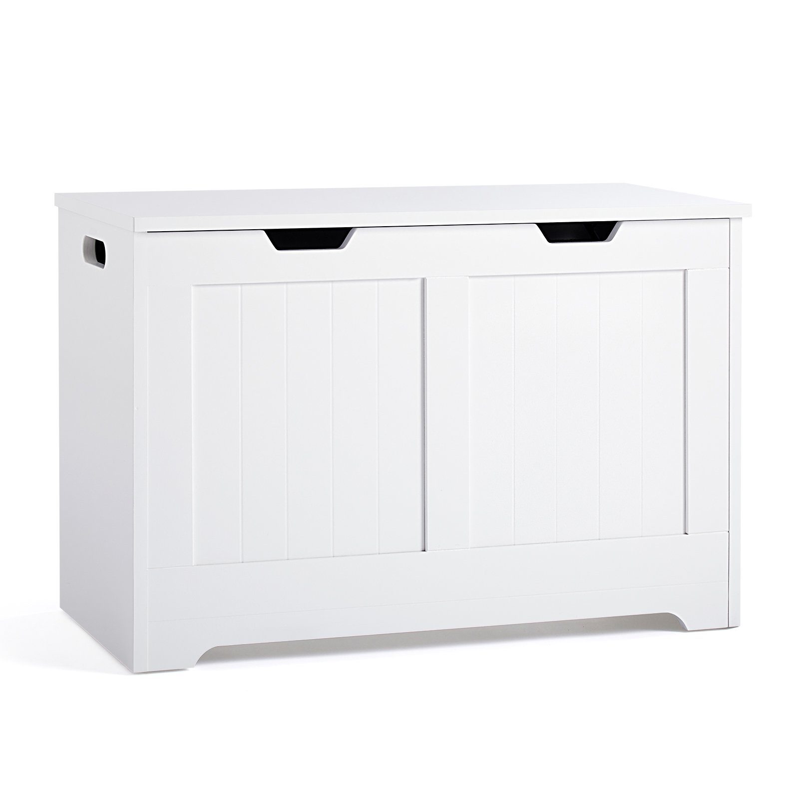Meerveil Badkommode Badezimmerschrank, Spielzeugkiste, Sitztruhe, Sitzbank, Sitzhocker, 72 x 48 x 36 cm, Weiß