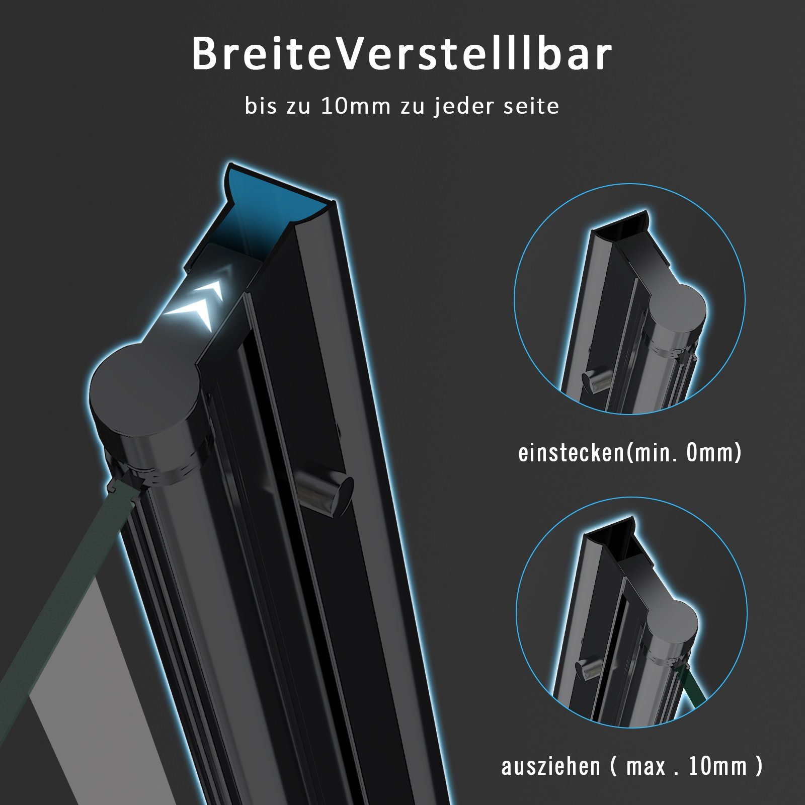 Boromal Badewannenfaltwand Badewannenaufsatz Duschwand 3-teilig Schwarz Faltbar 120cm-130cm, Einscheibensicherheitsglas, 6mm ESG Sicherheitsglas klarglas