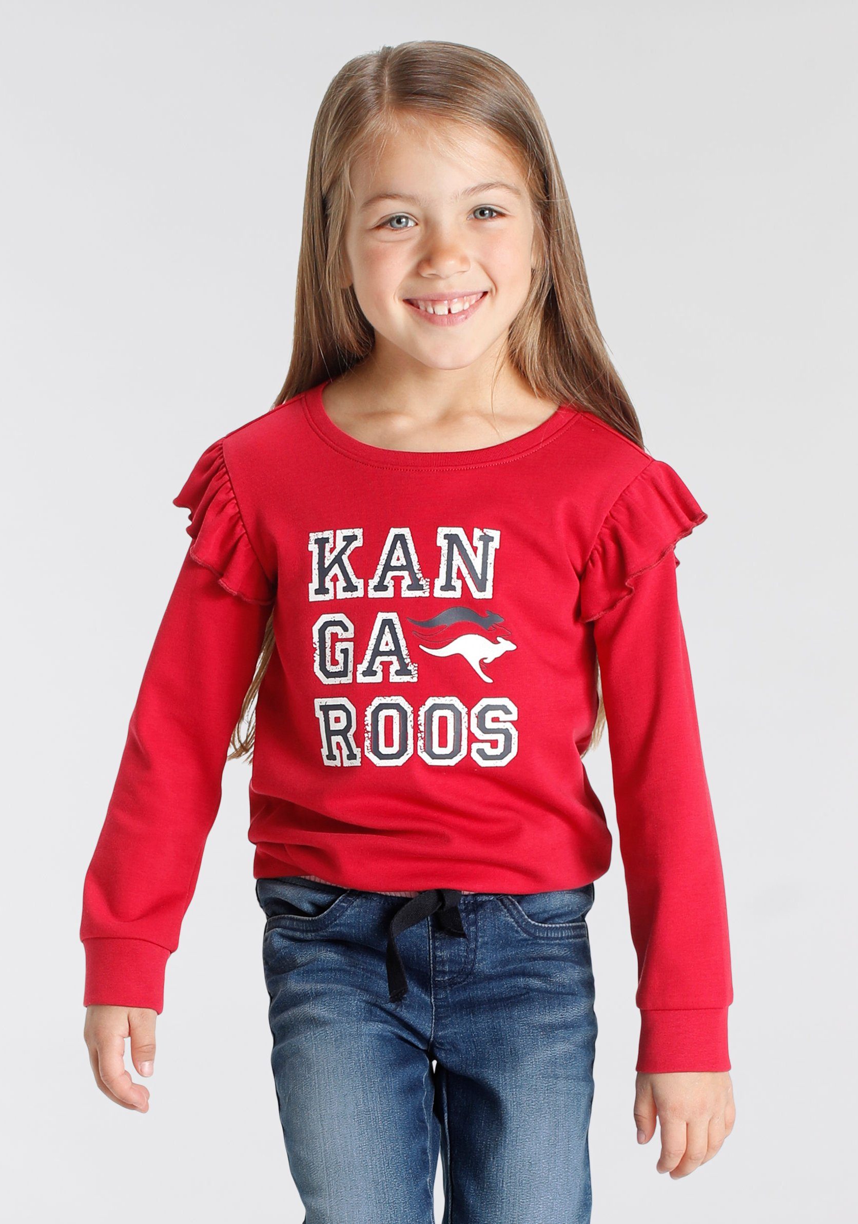 KangaROOS Sweatshirt Glitter mit Rüschen an den Ärmeln