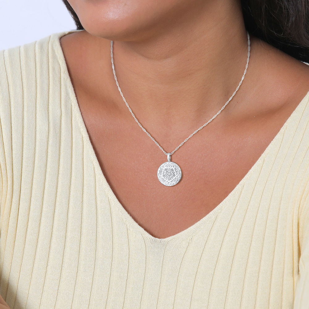 Elli Elli Collier Femmes pendentif Mandala rond en argent sterling 925 Bijoux