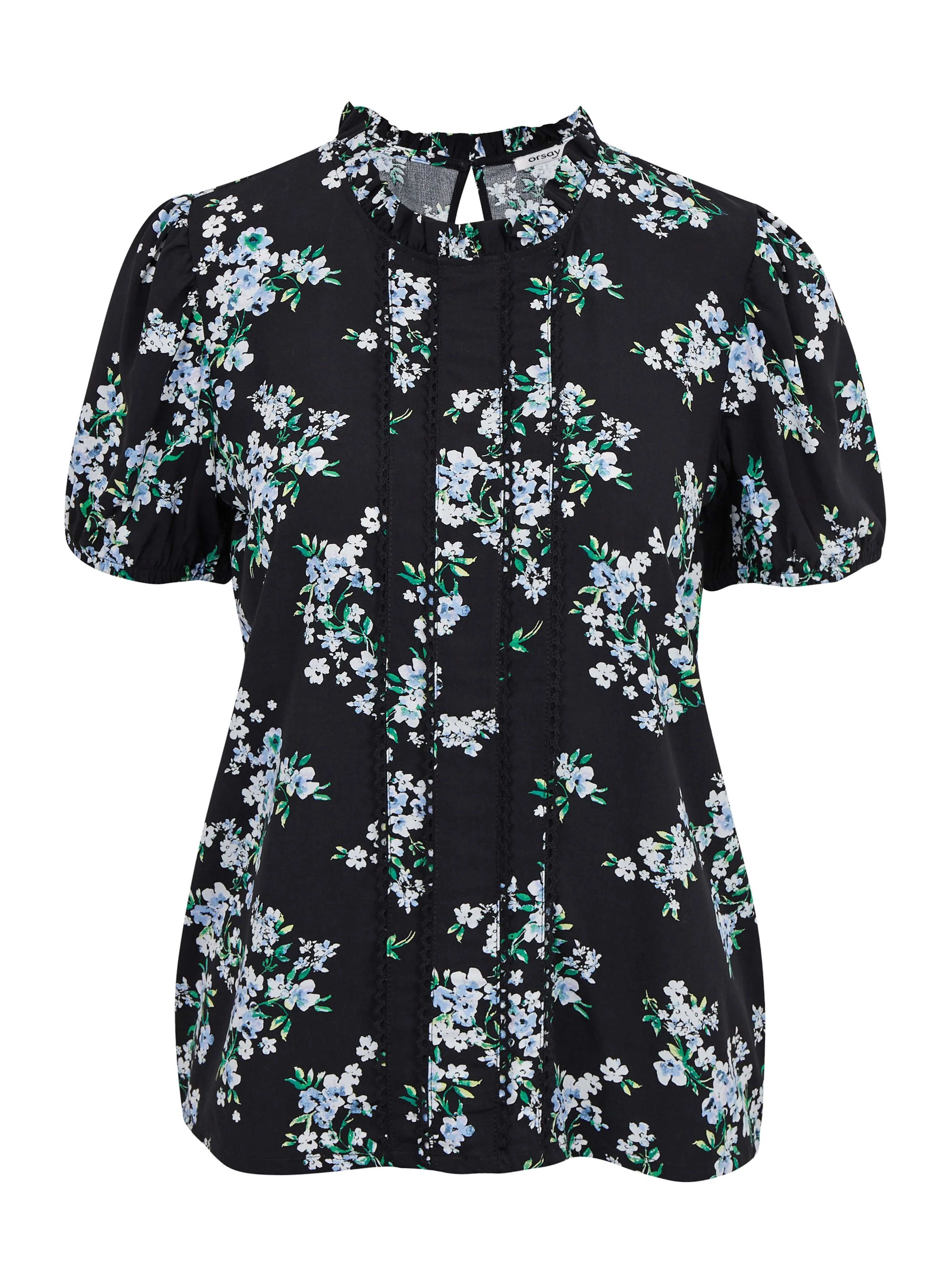 Schwarze Damenbluse mit Blumenmuster ORSAY
