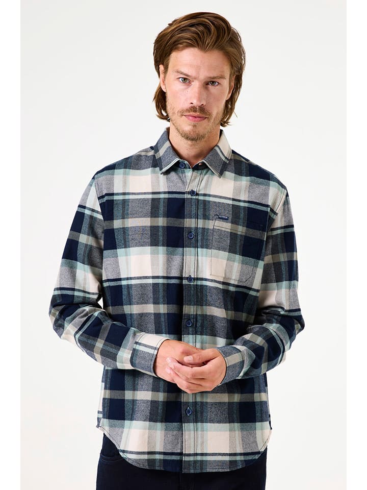 Garcia Hemd in Creme/ Dunkelblau/ Mint günstig kaufen