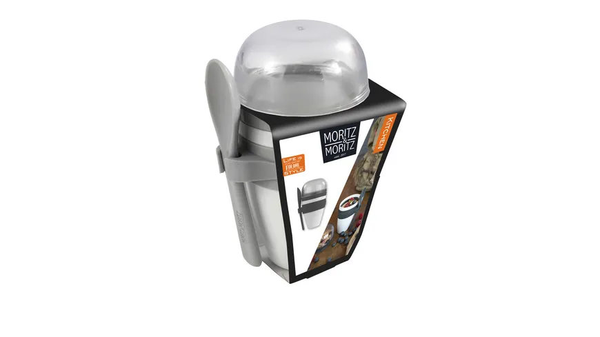 Moritz & Moritz Joghurt to Go Becher mit Löffel grau