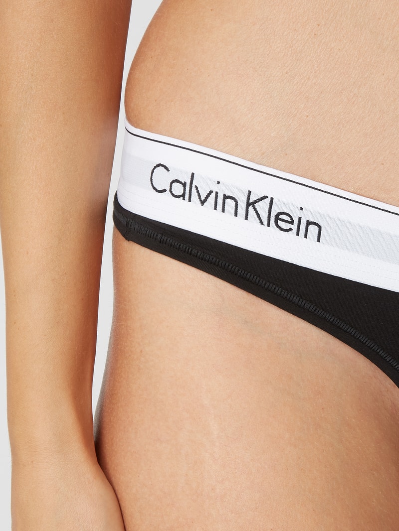String mit Logo-Bund in schwarz