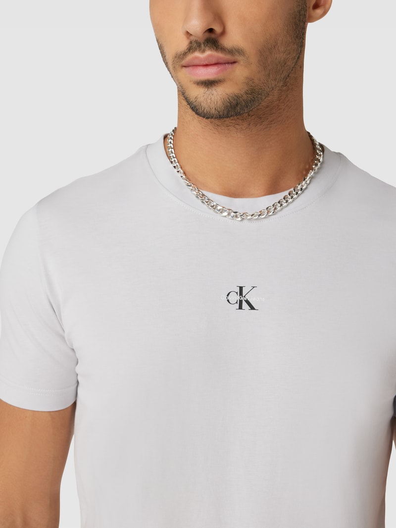 T-Shirt mit Logo-Print in hellgrau