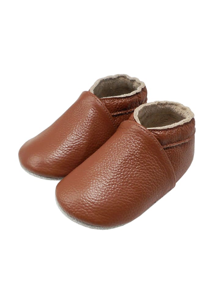 Yalion Leder-Krabbelschuhe in Dunkelbraun günstig kaufen
