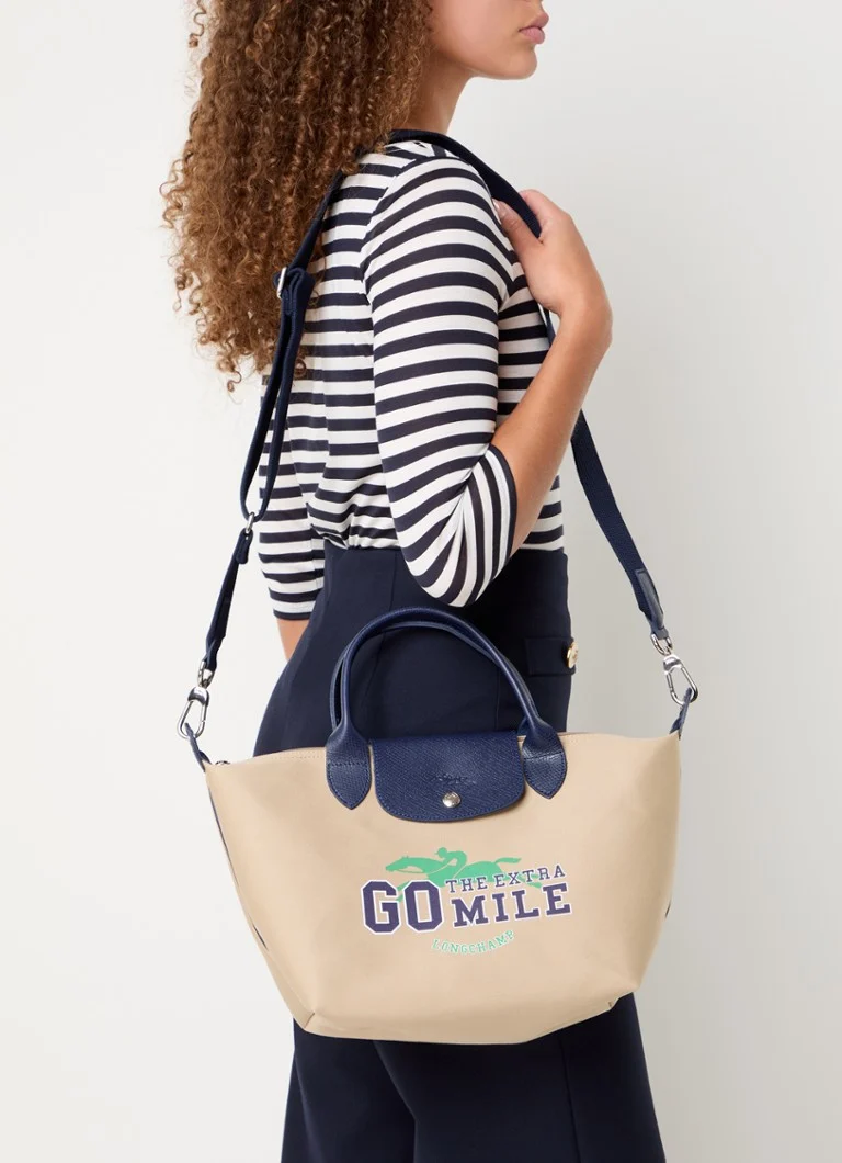 Longchamp  Le Pliage Collection S crossbodytas van canvas met leren details