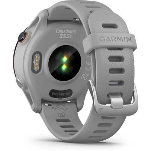 FORERUNNER® 255S HELLGRAU/SCHWARZ MIT SCHNELLWECHSELSILIKON-ARMBAND 18 MM