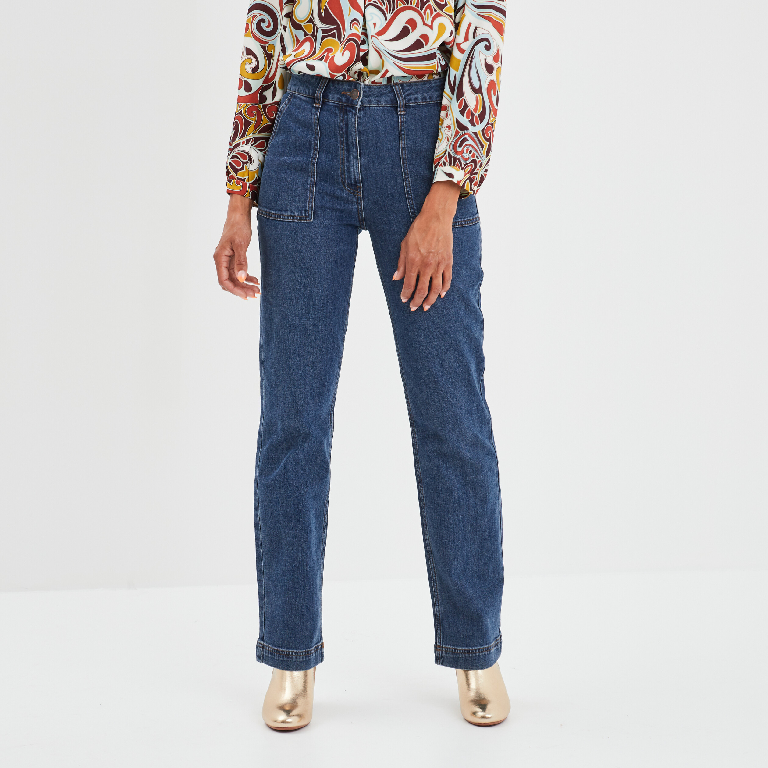 Jeans bootcut taille standard denim brut femme | La Halle