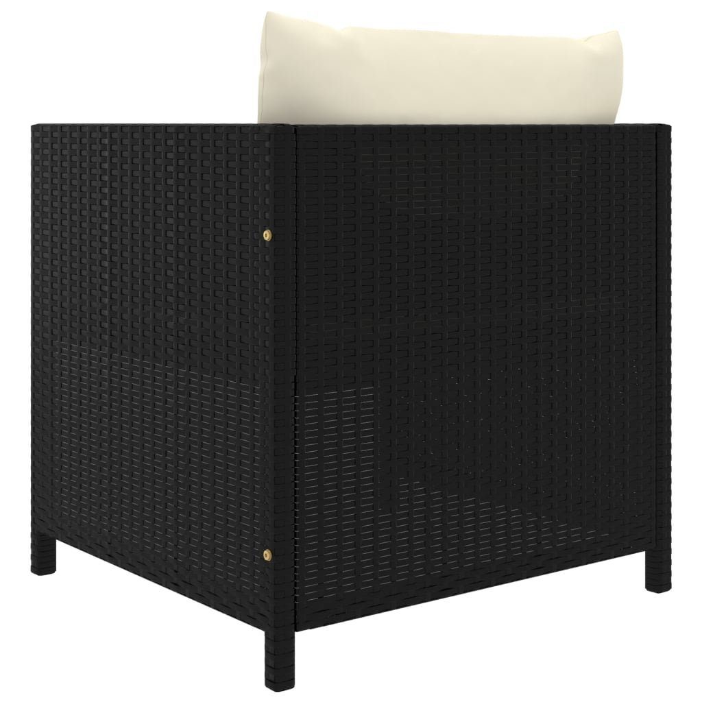 vidaXL Loungesofa Gartensofa mit Kissen Schwarz Poly Rattan, 1 Teile