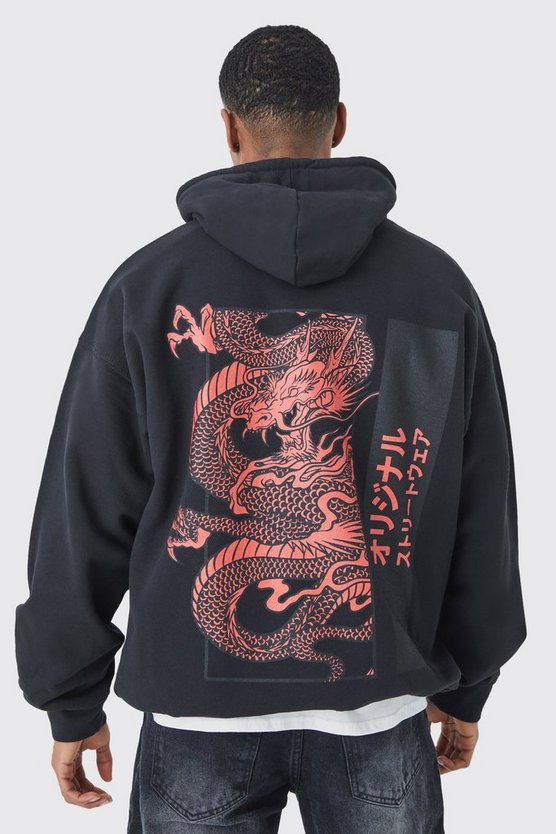 Oversize Hoodie mit Drachen-Print