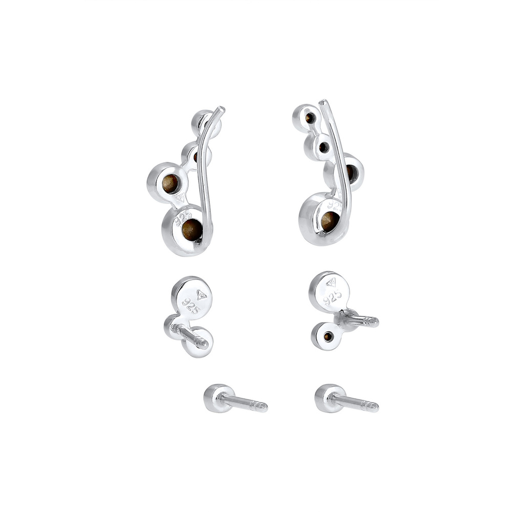 Elli Elli Boucles d'Oreilles Earclimber Classique Élégant avec Cristaux  Boucles d'Ore Boucles d'oreilles