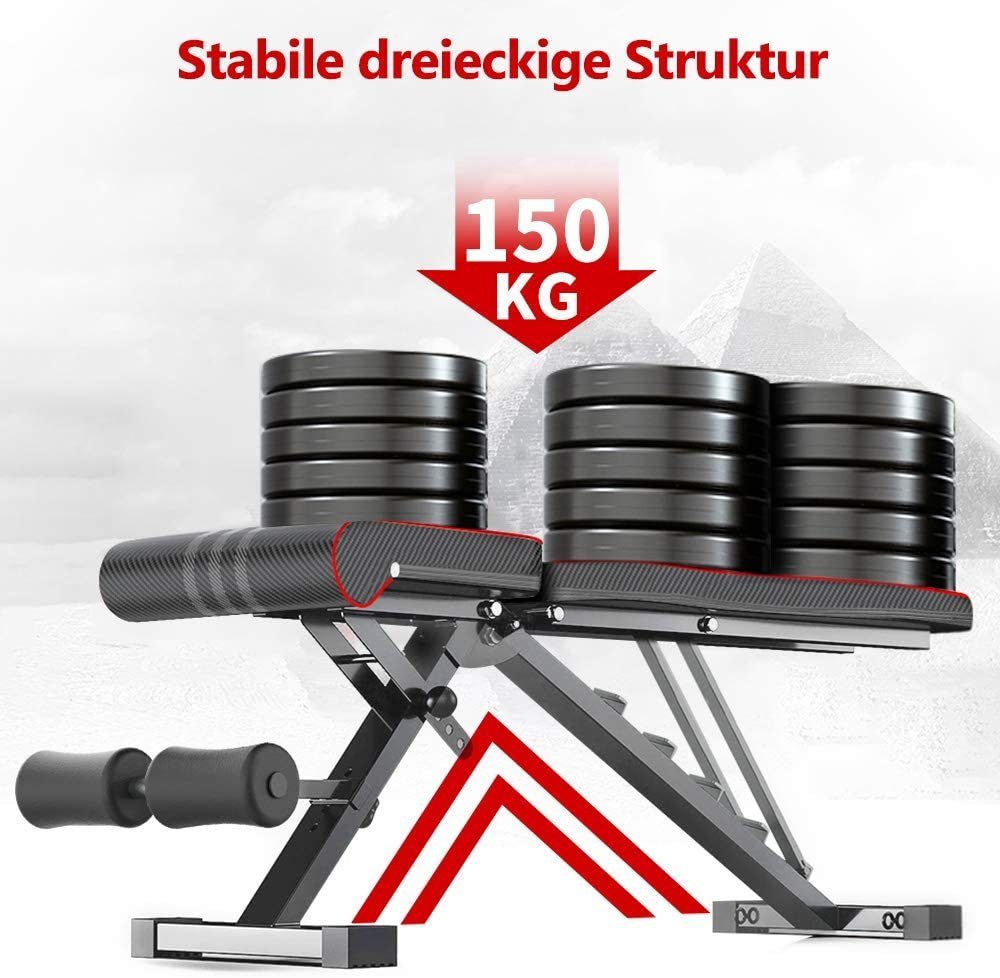 YOLEO Hantelbank klappbar verstellbar Rückenlehne Bauchtrainer Multifunktion bis 250kg