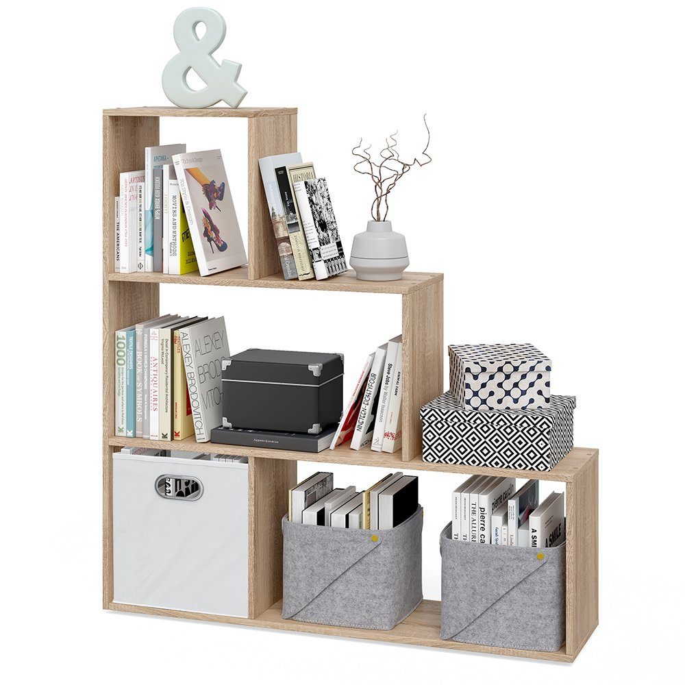 Vicco Raumteiler Bücherregal Standregal ASYM kurz Sonoma