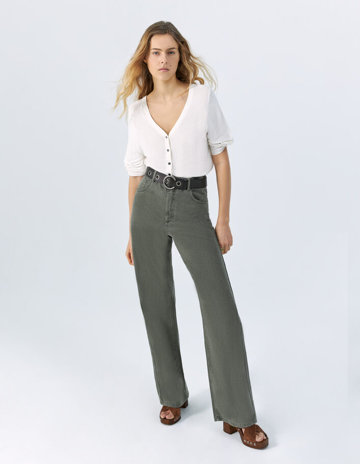 Pull écru tricot boutons dos réversible devant/dos femme