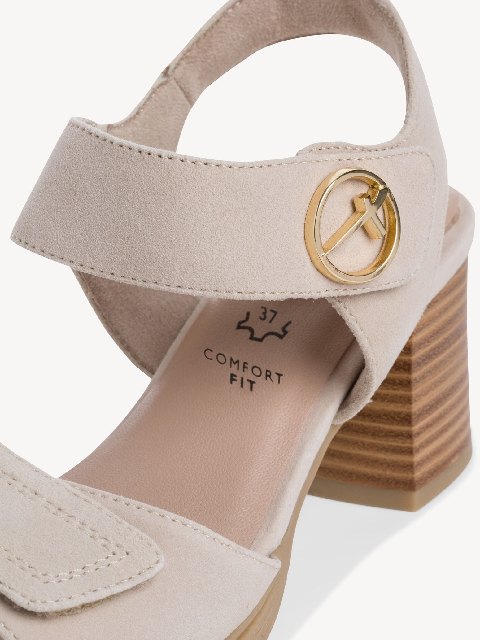 Sandale à talon en cuir - beige