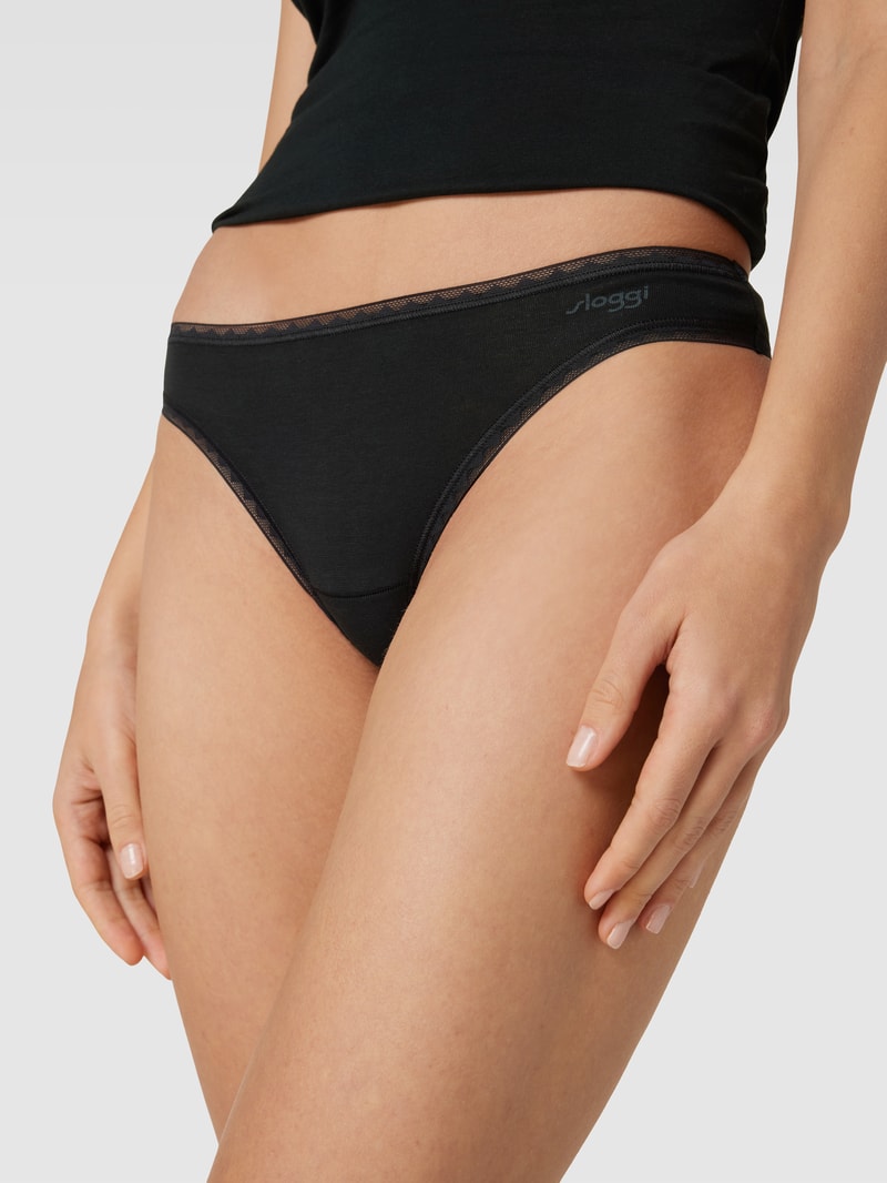 Perioden-Pants mit Lochstickerei in schwarz