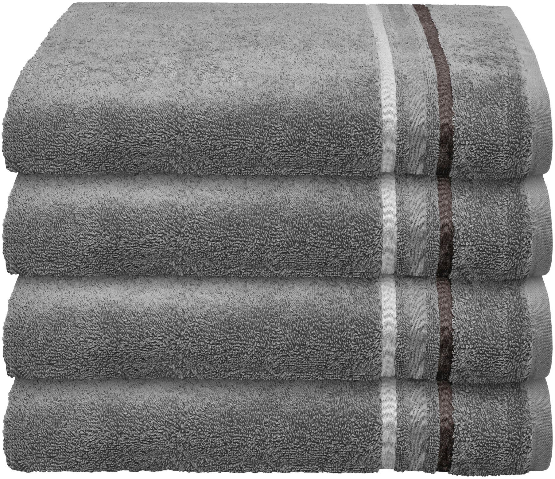 Schiesser Handtücher Skyline Color, Frottier (4-St), mit eleganter Streifenbordüre, MADE IN GREEN by OEKO-TEX®-zertifiziert