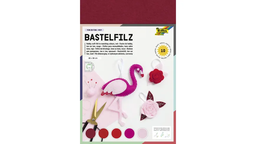 folia Bastelfilz 20x30cm 10 Bögen rot
