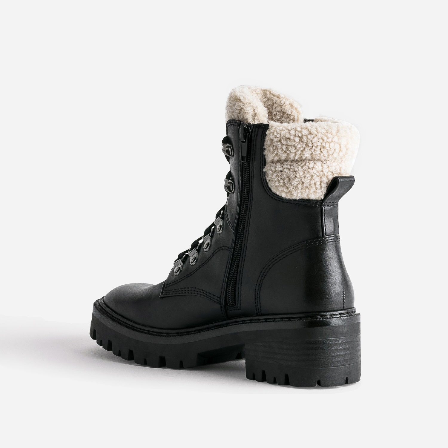 Boots à lacet TEXTO noir à col fourré