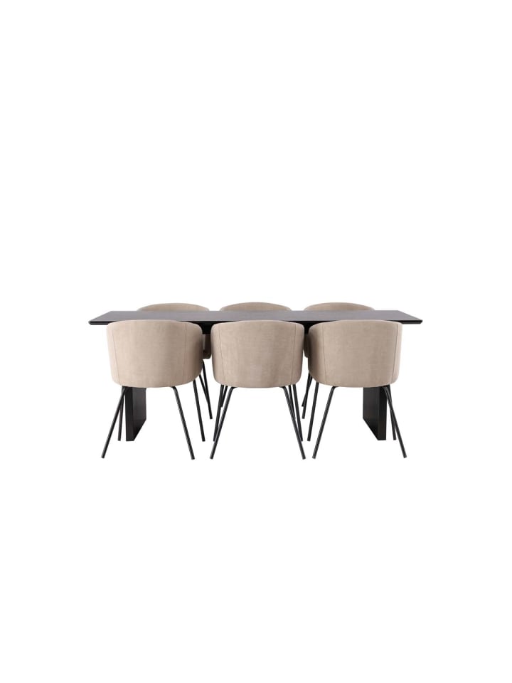 ebuy24 Essgruppe Vail 5 ( 7-teilig) Schwarz 100 x 200 cm günstig kaufen onesize