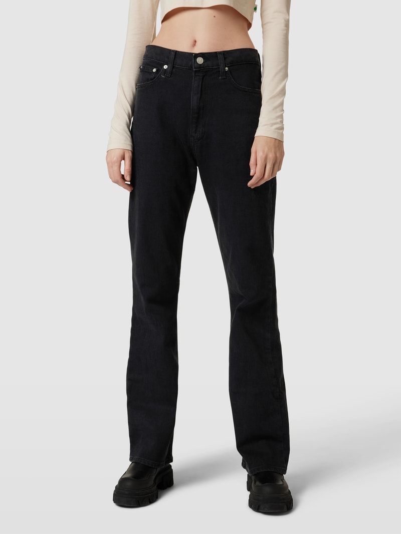 Bootcut Jeans mit Label-Details in schwarz