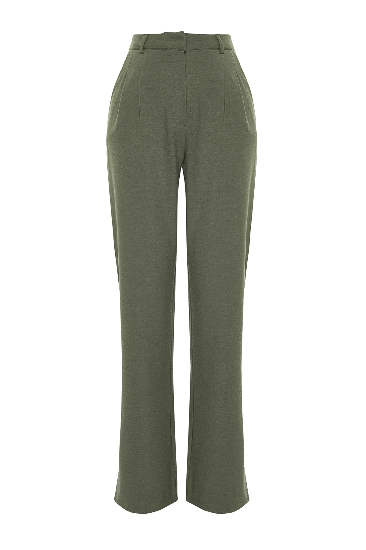 Trendyol Collection  Mintfarbene, gerade/gerade geschnittene, plissierte Webhose in limitierter Auflage TWOAW23PL00401