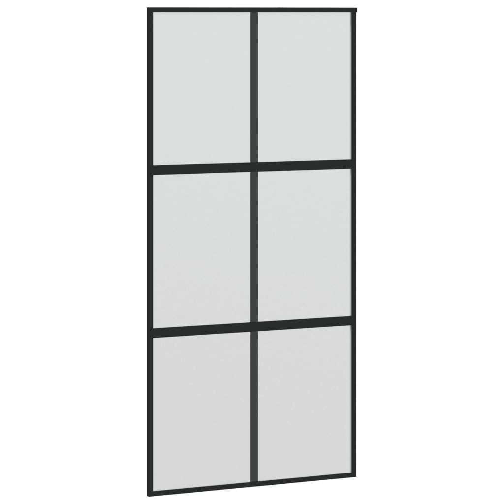 vidaXL Zimmertür Schiebetür Zimmertür Innentür Glas Schwarz 102,5x205 cm Hartglas und A