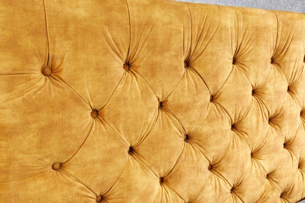 riess-ambiente Polsterbett PARIS 160x200cm senfgelb (Einzelartikel, 1-tlg), Schlafzimmer · Samt · Holz · Queensize · Chesterfield Design