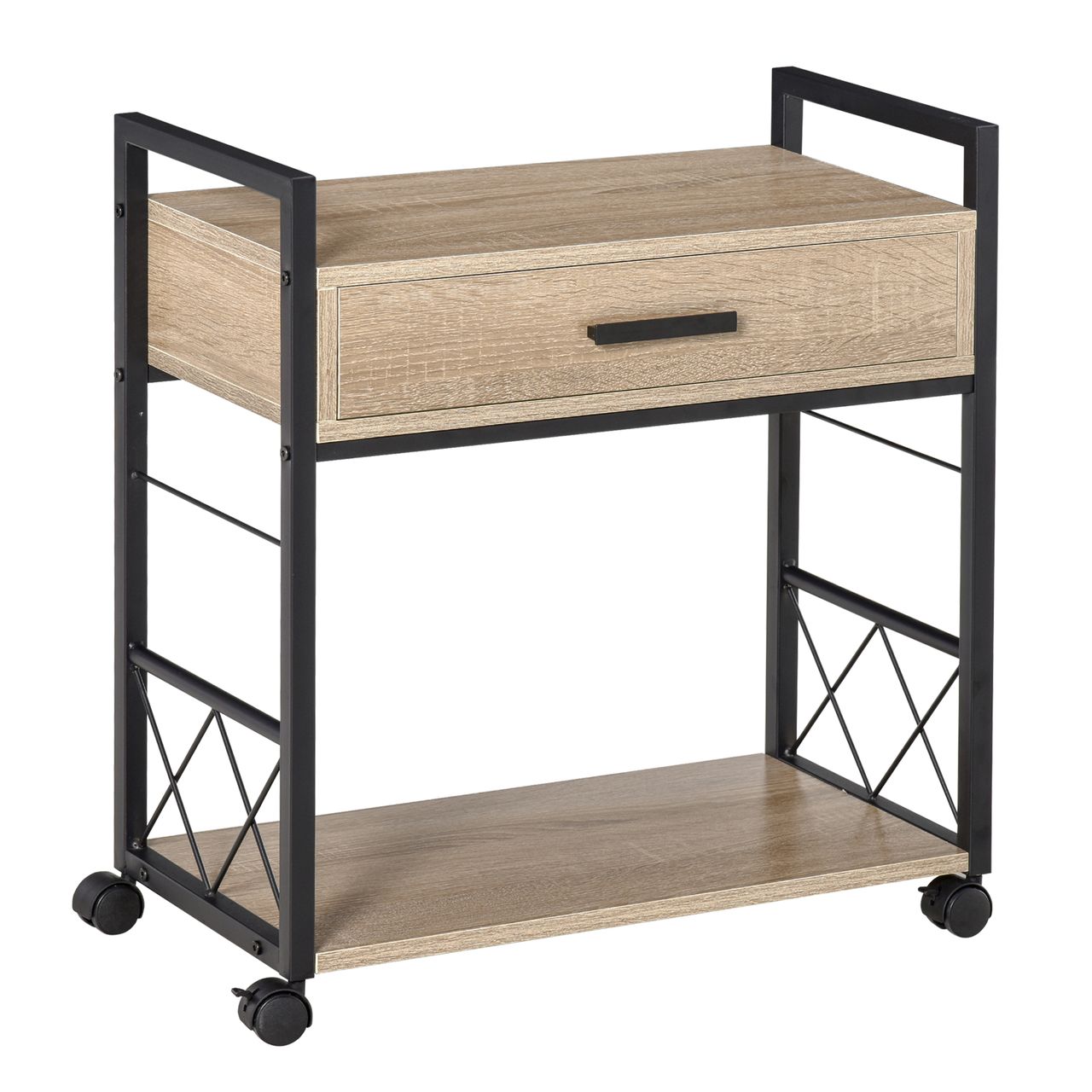 HOMCOM Beistelltisch Servierwagen mit Schublade Ablage Küchenwagen Sideboard