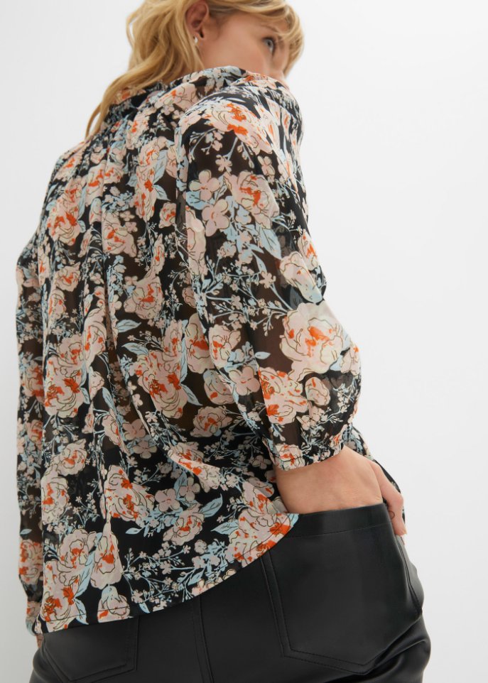 Chiffon-Bluse mit Blumenmuster